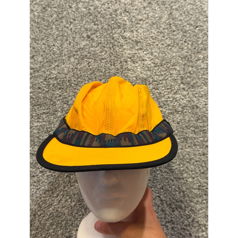 KAVU Strapcap Hat Mens M Yellow Nylon 4 Panel Adjustable Outdoor Strap Cap USA